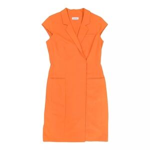 Calvin Klein Orange Collar Polyester Blend Sheath  Sz 10 Sleeveless Dress